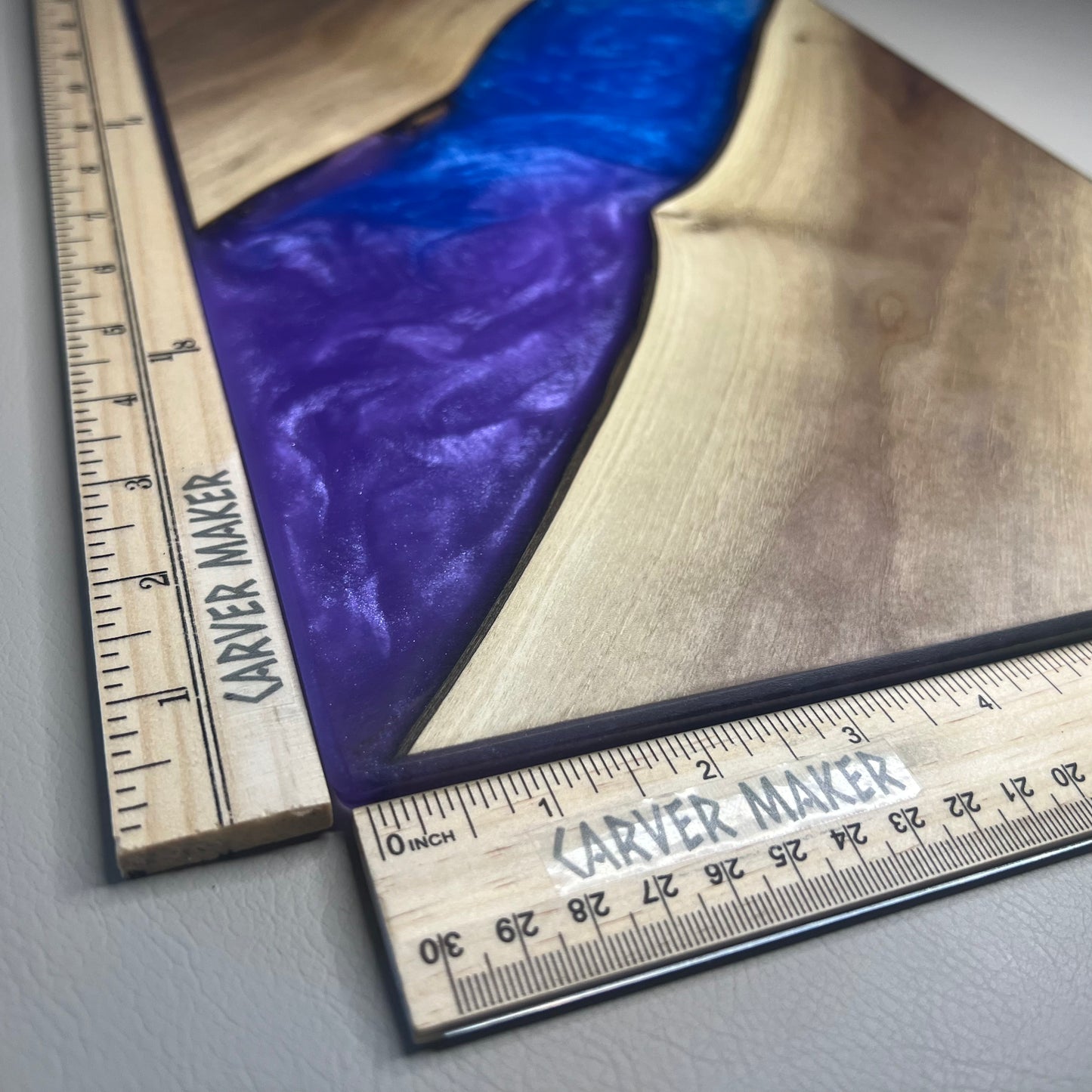 Walnut with Blue, Purple and Green Resin Serving Board