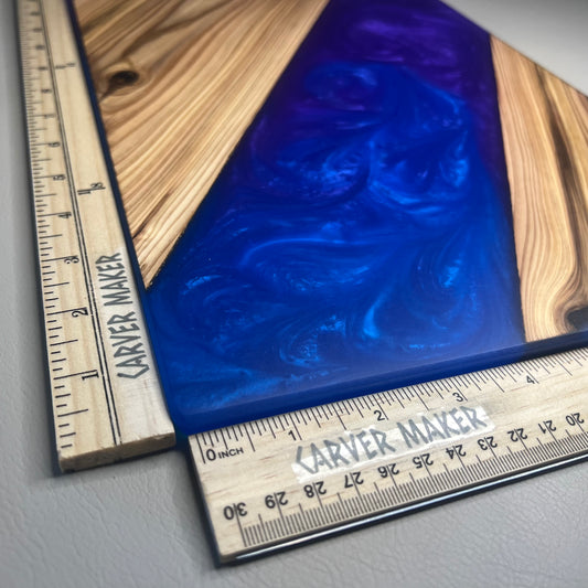 Hard Cedar with Purple & Blue Resin Serving Board