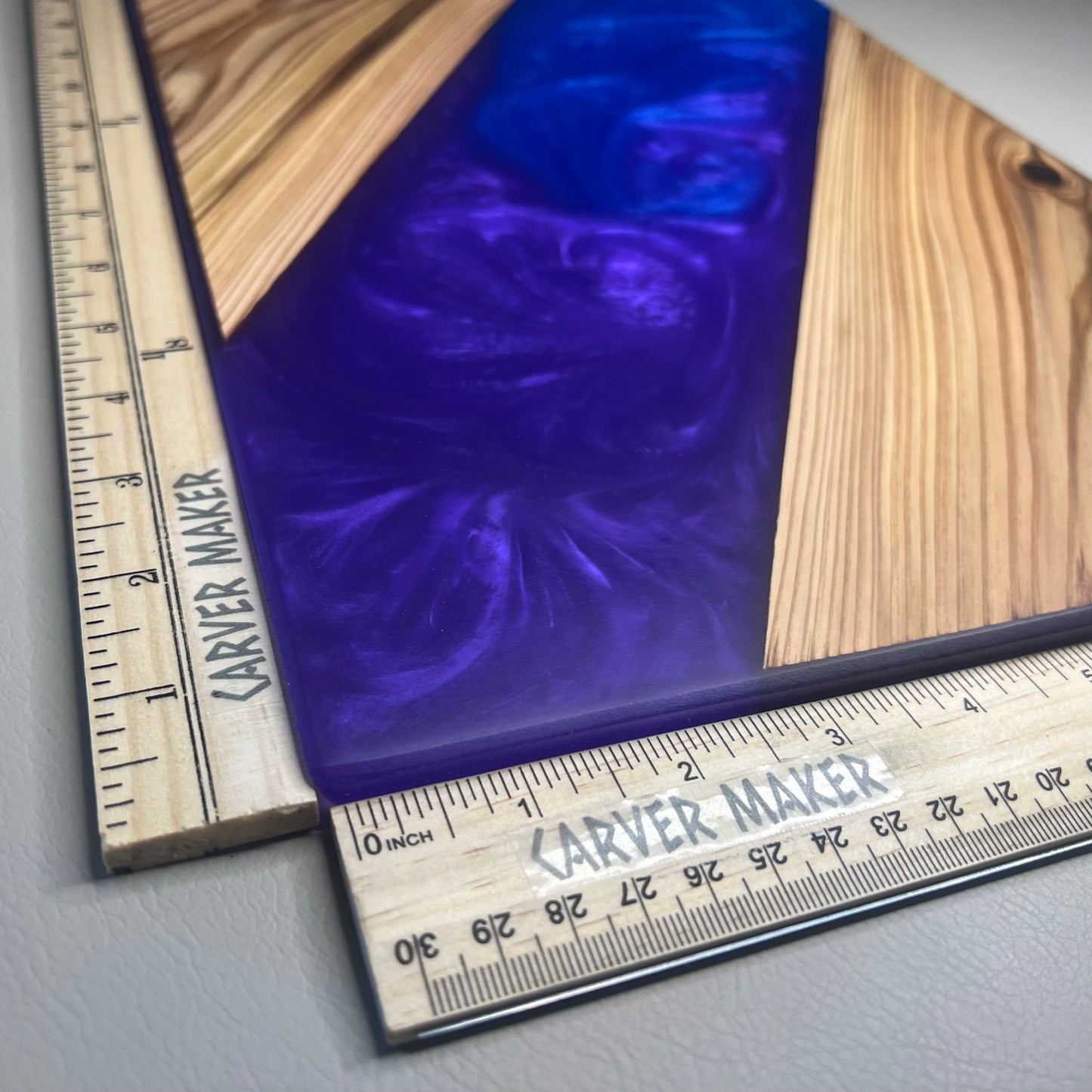 Hard Cedar with Purple & Blue Resin Serving Board