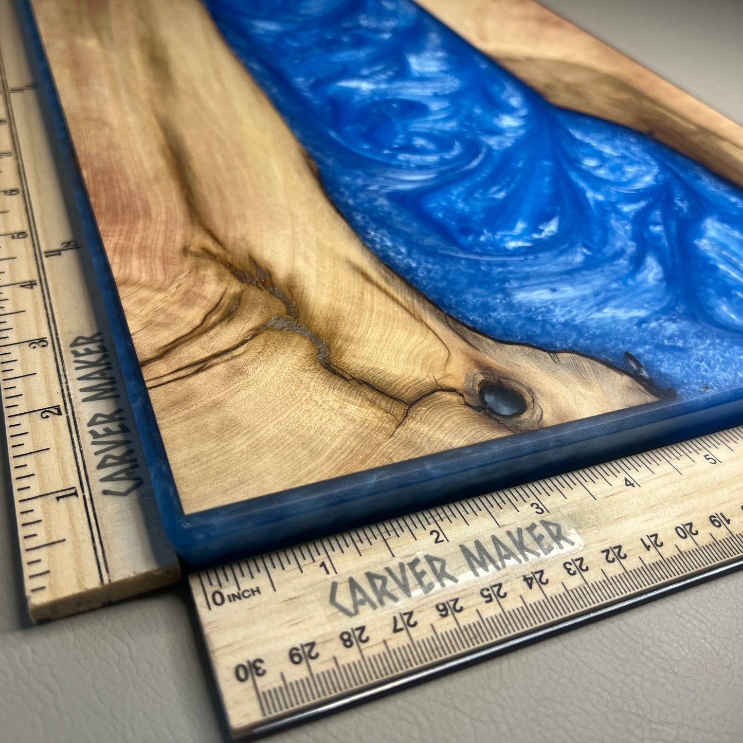 Manitoba Maple with Blue Resin Serving Board