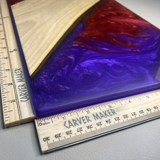 Walnut with Purple and Red Resin Serving Board