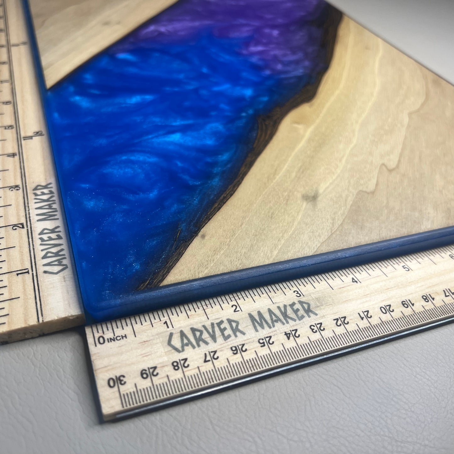 Walnut with Blue and Purple Resin Serving Board