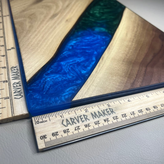 Walnut with Blue, Green and Purple Resin Serving Board