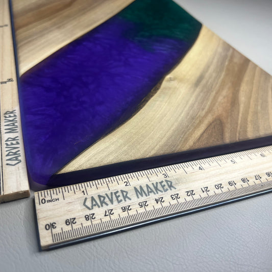Walnut with Green and Purple Resin Serving Board