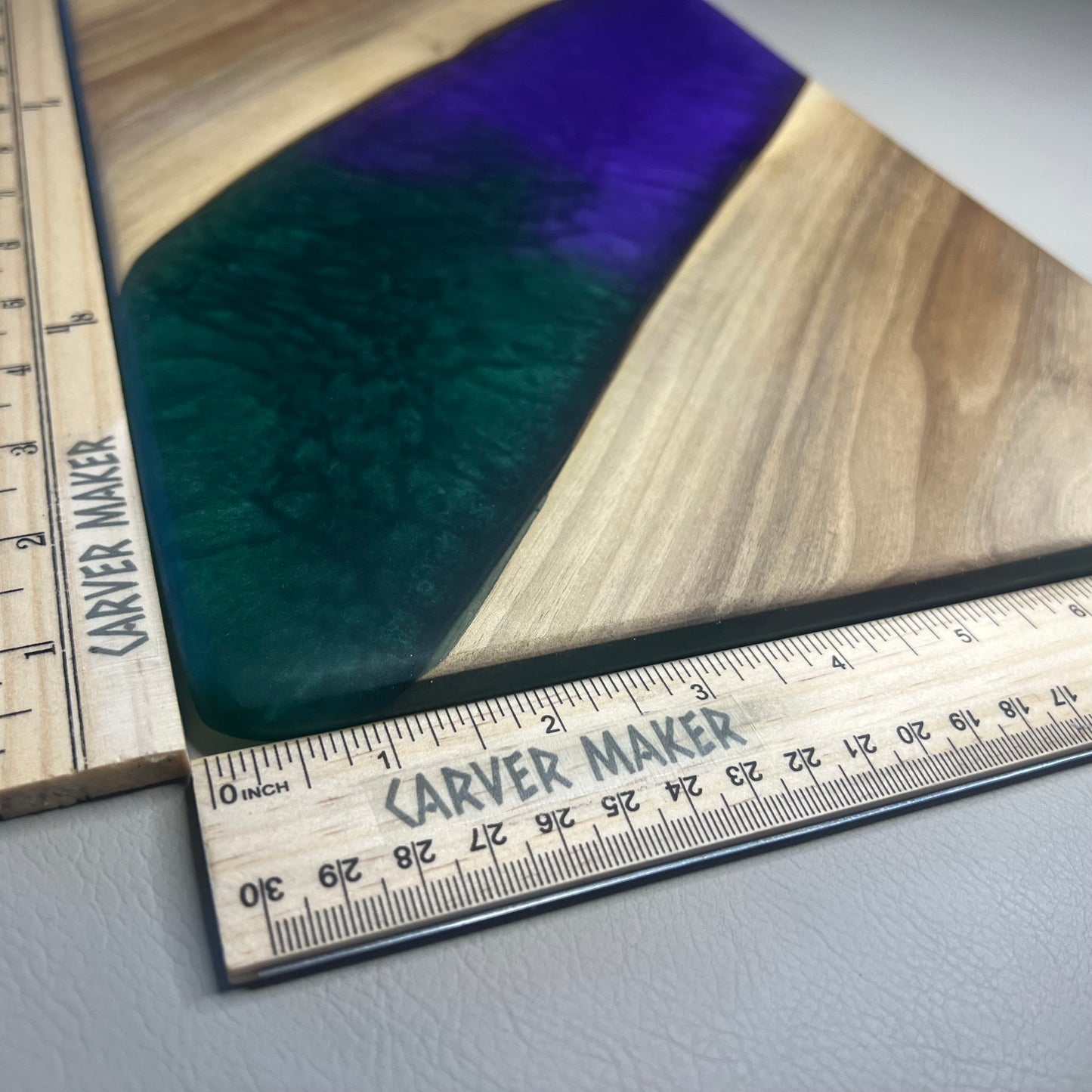 Walnut with Green and Purple Resin Serving Board