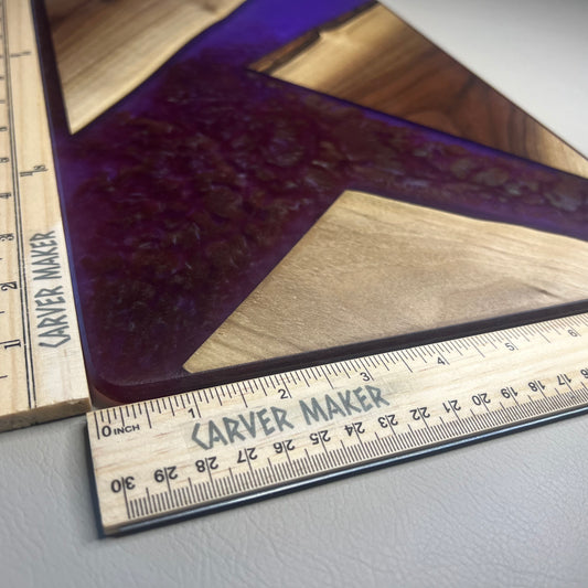 Walnut in Red and Purple Resin Serving Board