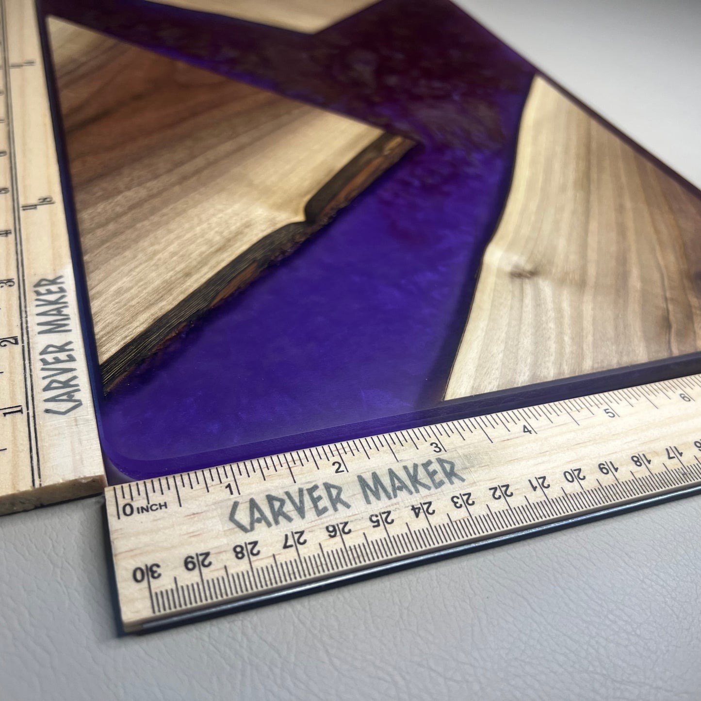 Walnut in Red and Purple Resin Serving Board