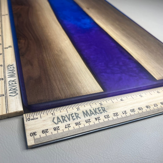 Walnut with Blue and Purple Resin River Serving Board