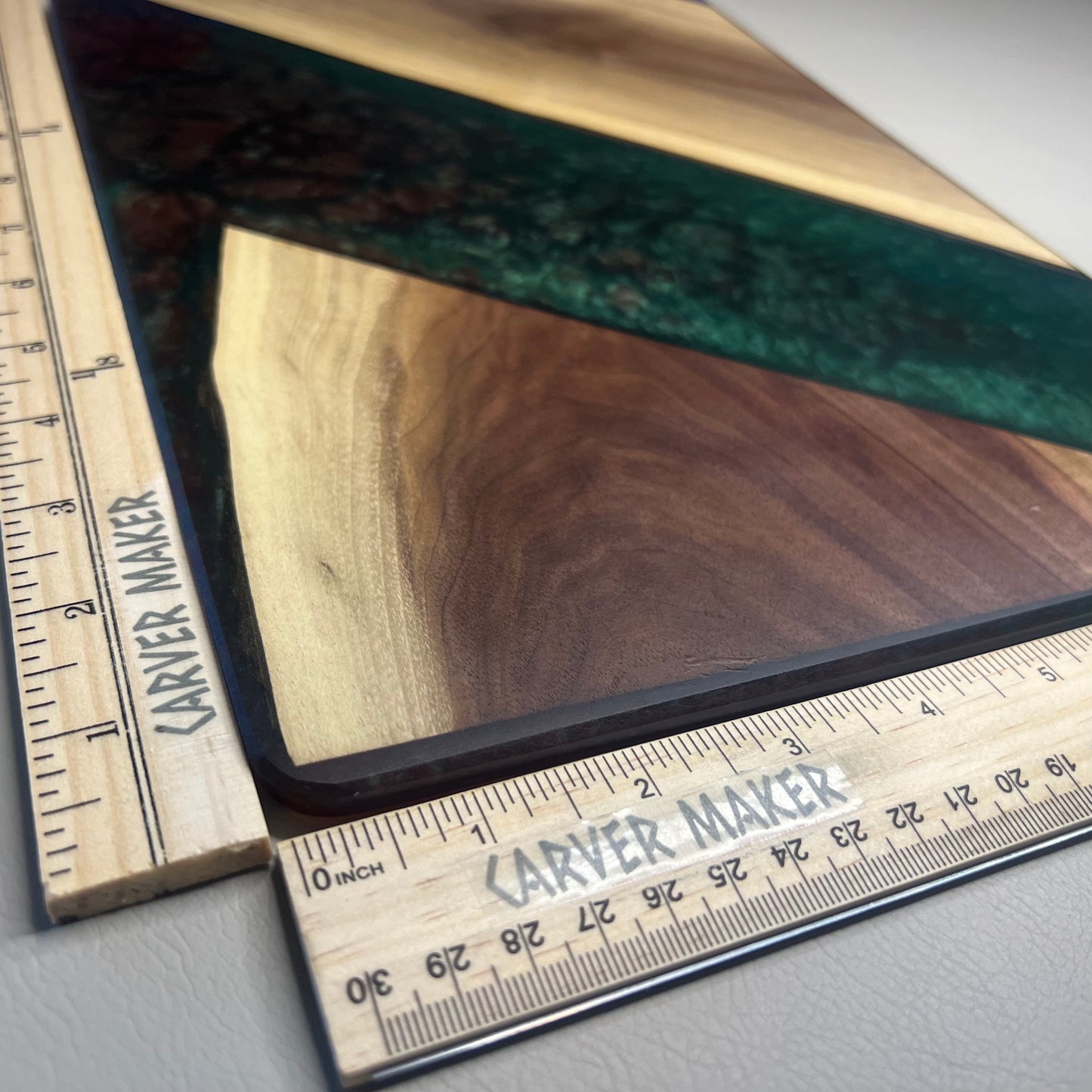 Walnut with Green and Red Resin Serving Board