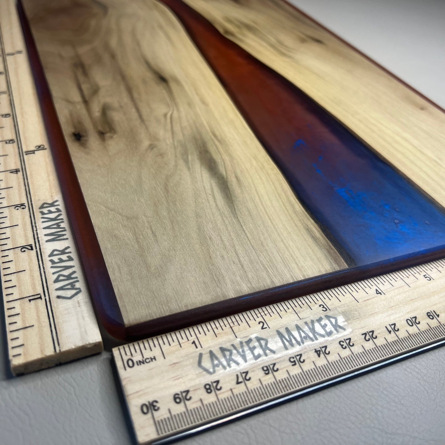 Walnut with Red and Blue Resin River Serving Board