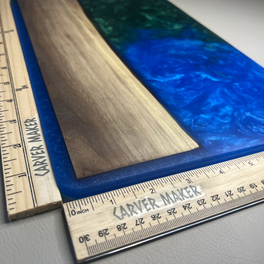Walnut with Blue and Green Resin Serving Board