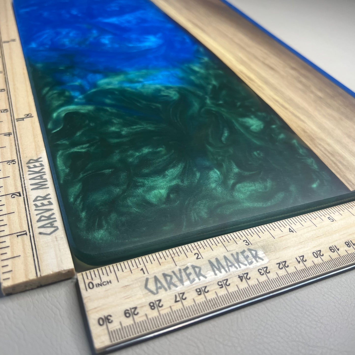 Walnut with Blue and Green Resin Serving Board