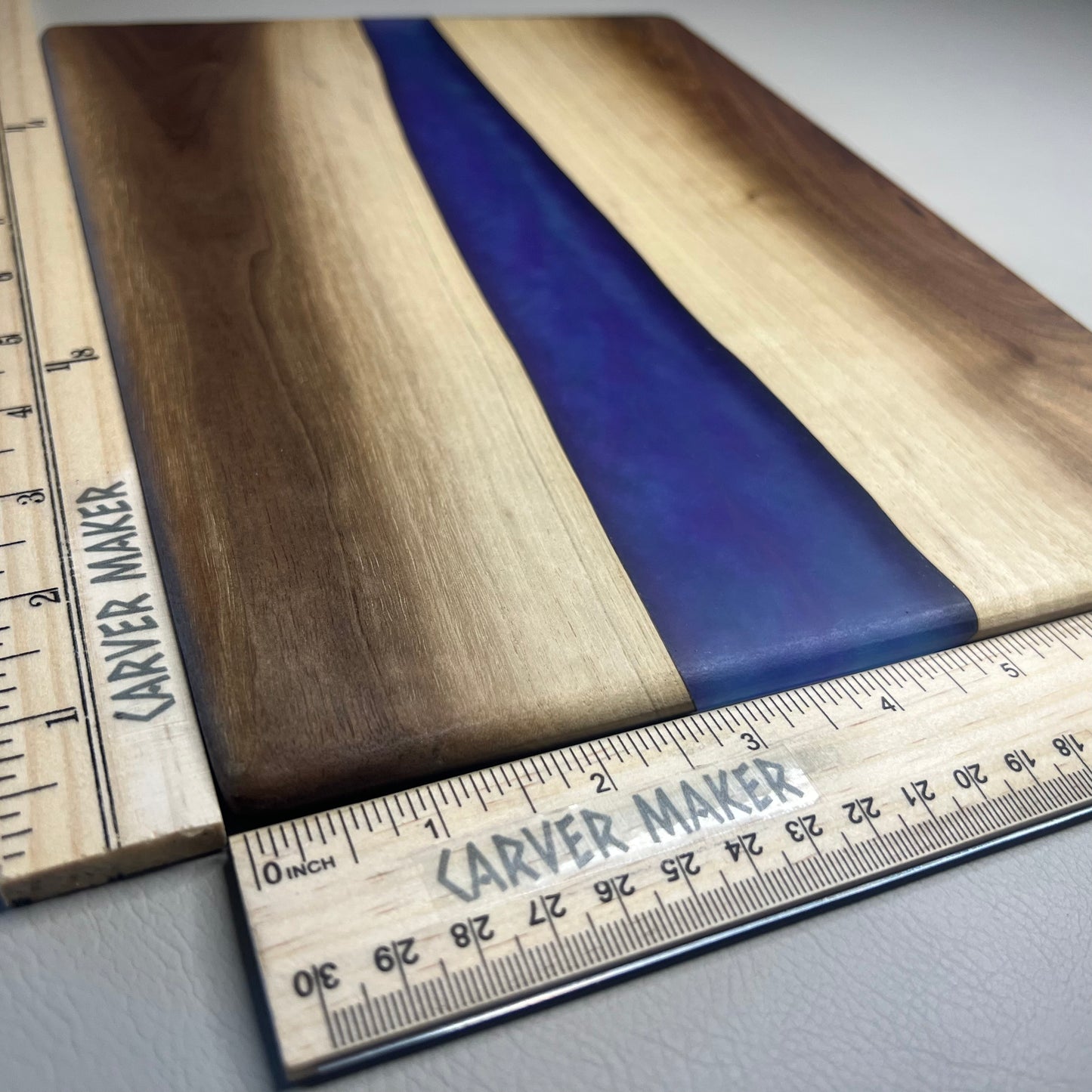 Walnut with Blue Resin River Serving Board