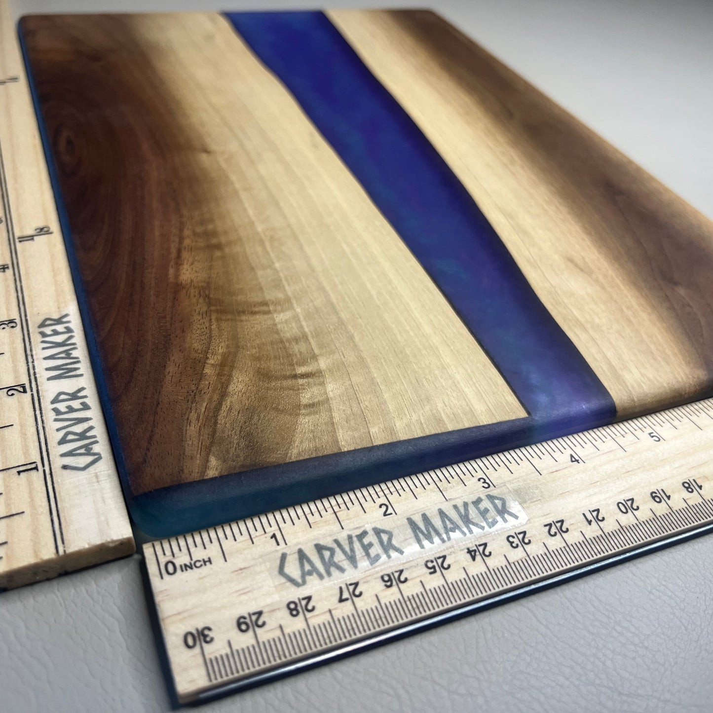 Walnut with Blue Resin River Serving Board