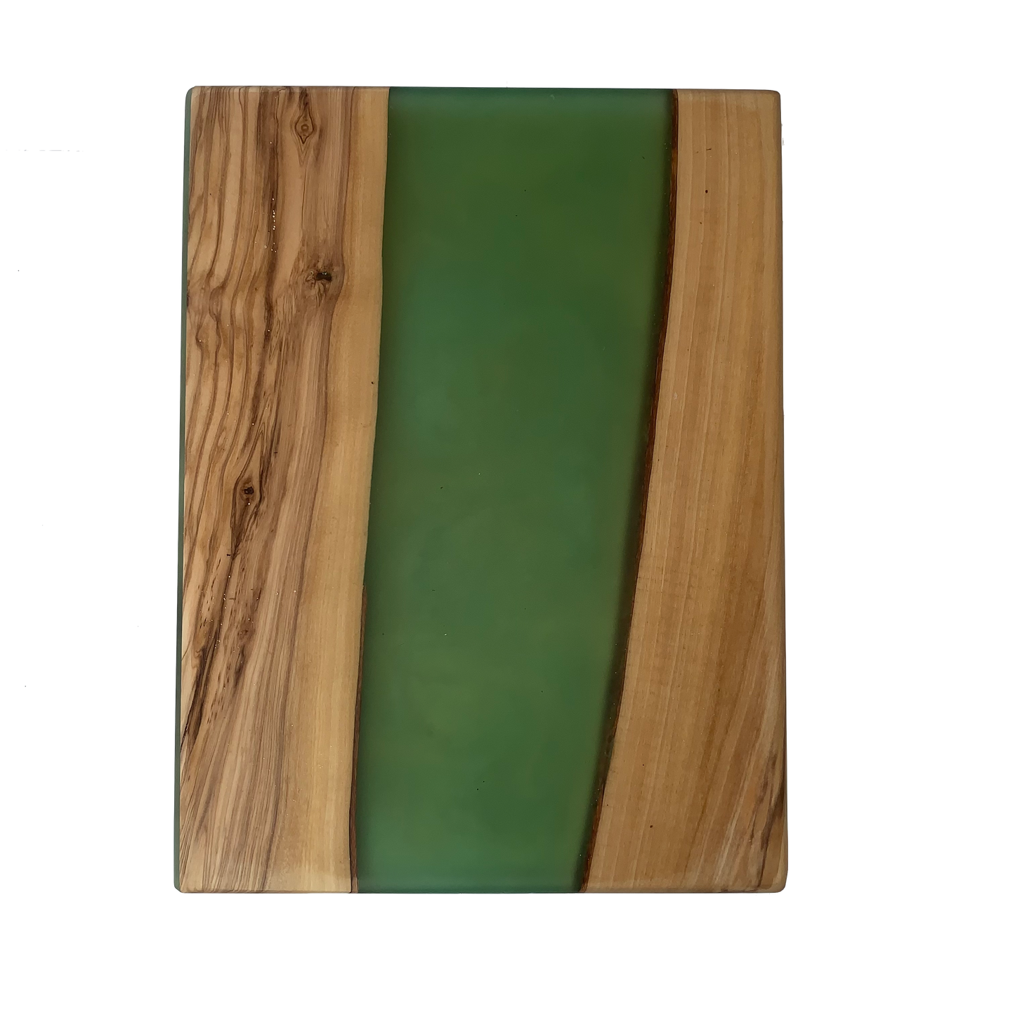 Olive Wood and Green Resin Serving Board