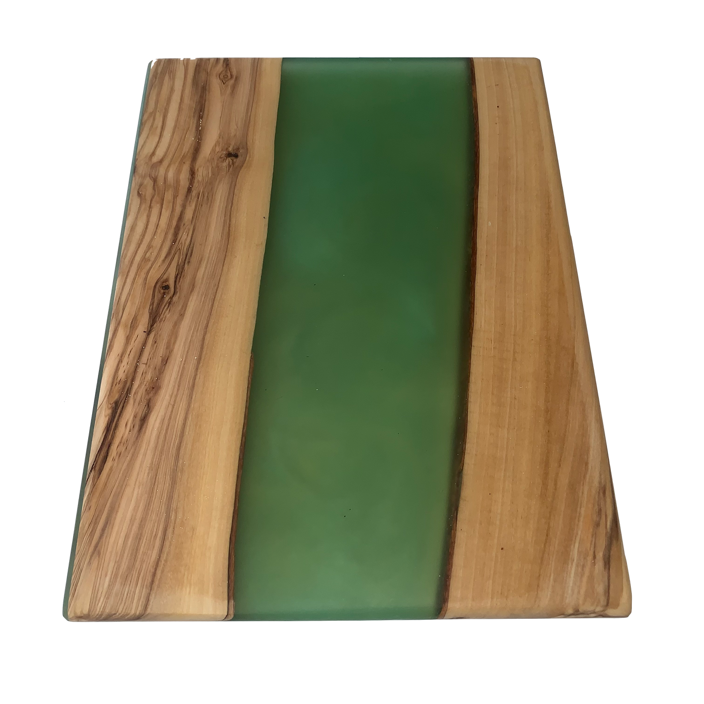 Olive Wood and Green Resin Serving Board