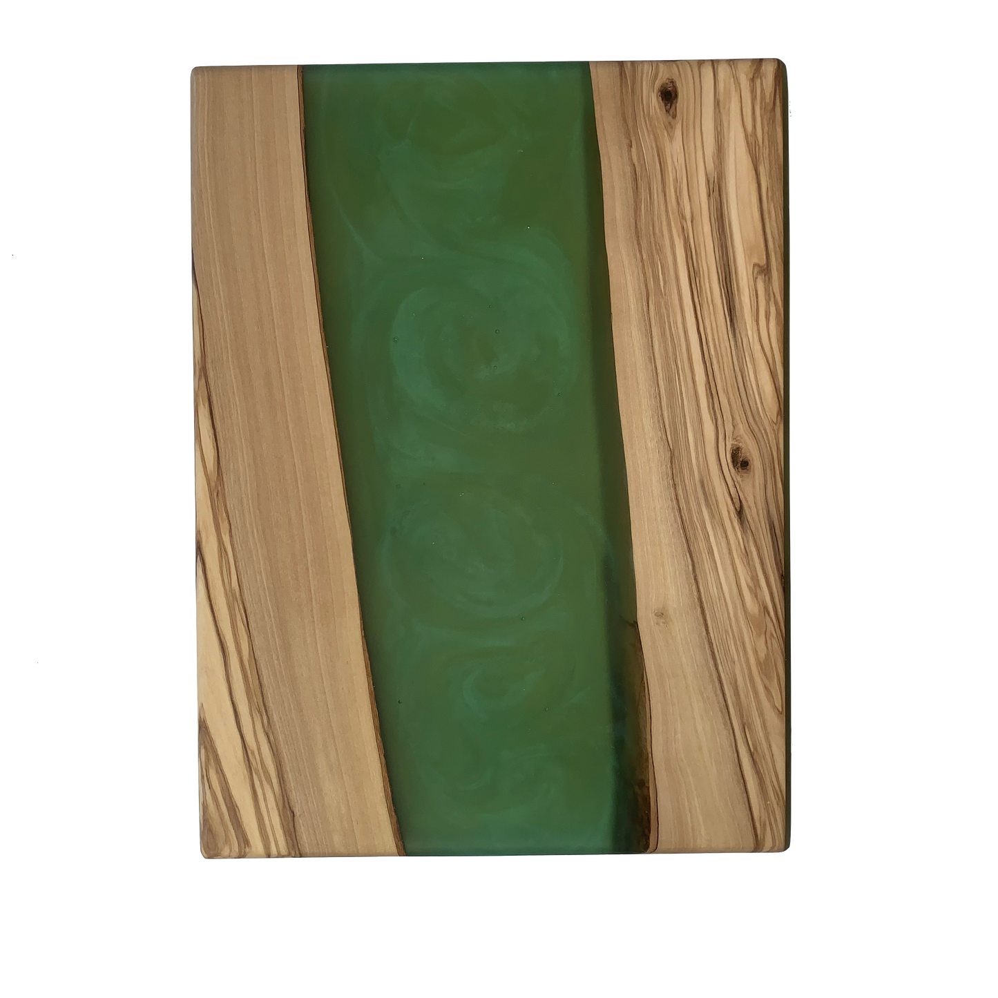 Olive Wood and Green Resin Serving Board