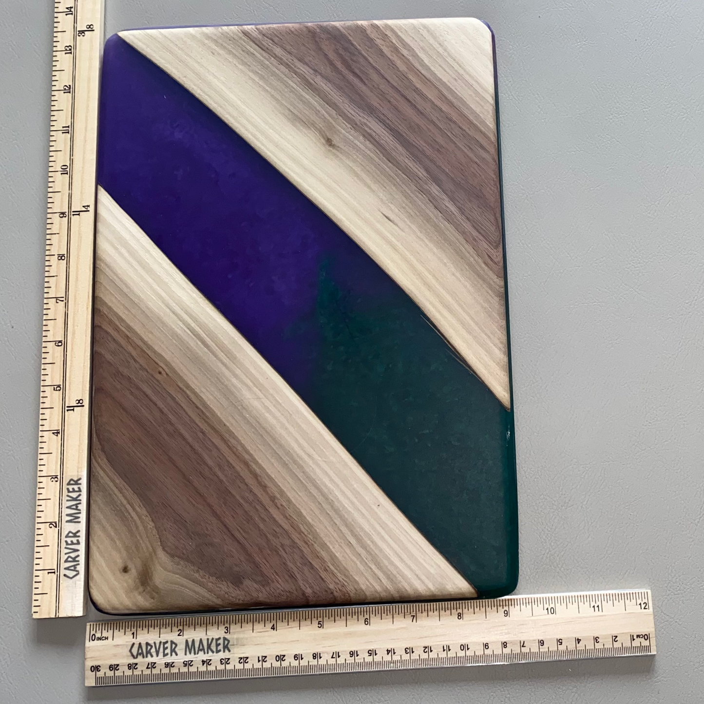 Walnut with Dark Blue & Purple Resin Serving Board