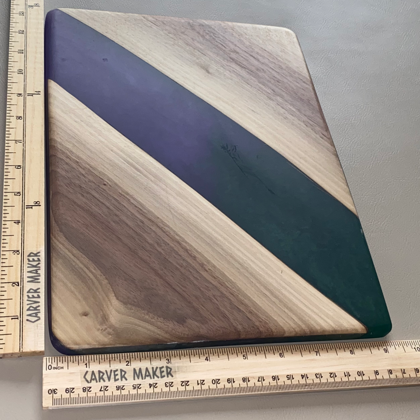 Walnut with Dark Blue & Purple Resin Serving Board